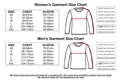 1 GARMENT SIZE CHART